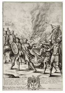 Wenceslas Hollar - De Trojanen cremeren hun doden (Staat 2) door Wenceslaus Hollar